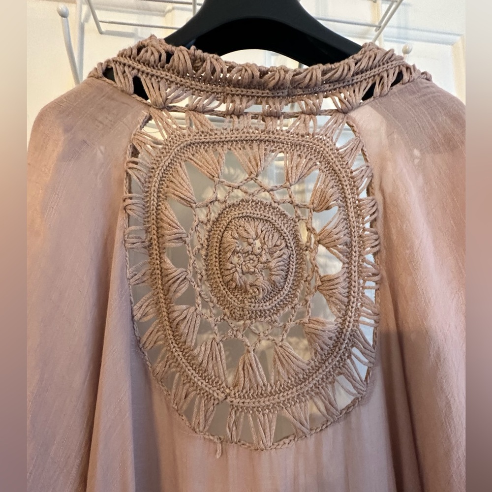 Altar'd State | Crochet Trim Midi Kimono | Mocha - Picture 3 of 8
